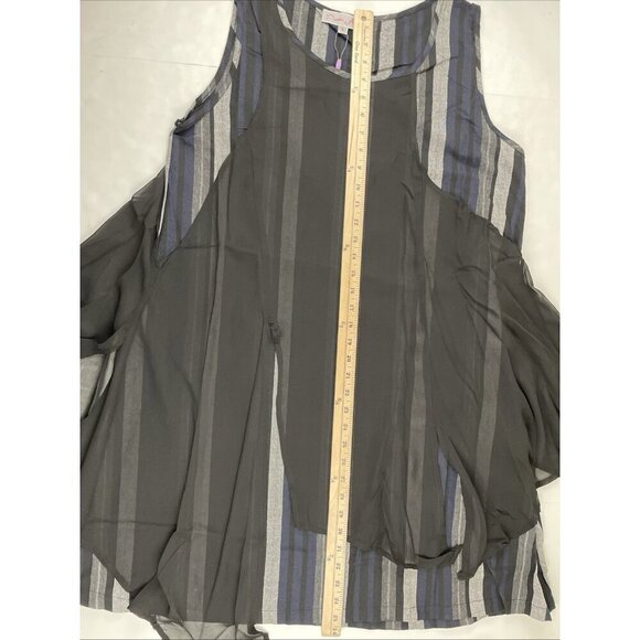 Pretty Angel Two Piece Multi layer Dress Tunic Women’s L Striped Gray Black - Picture 4 of 9